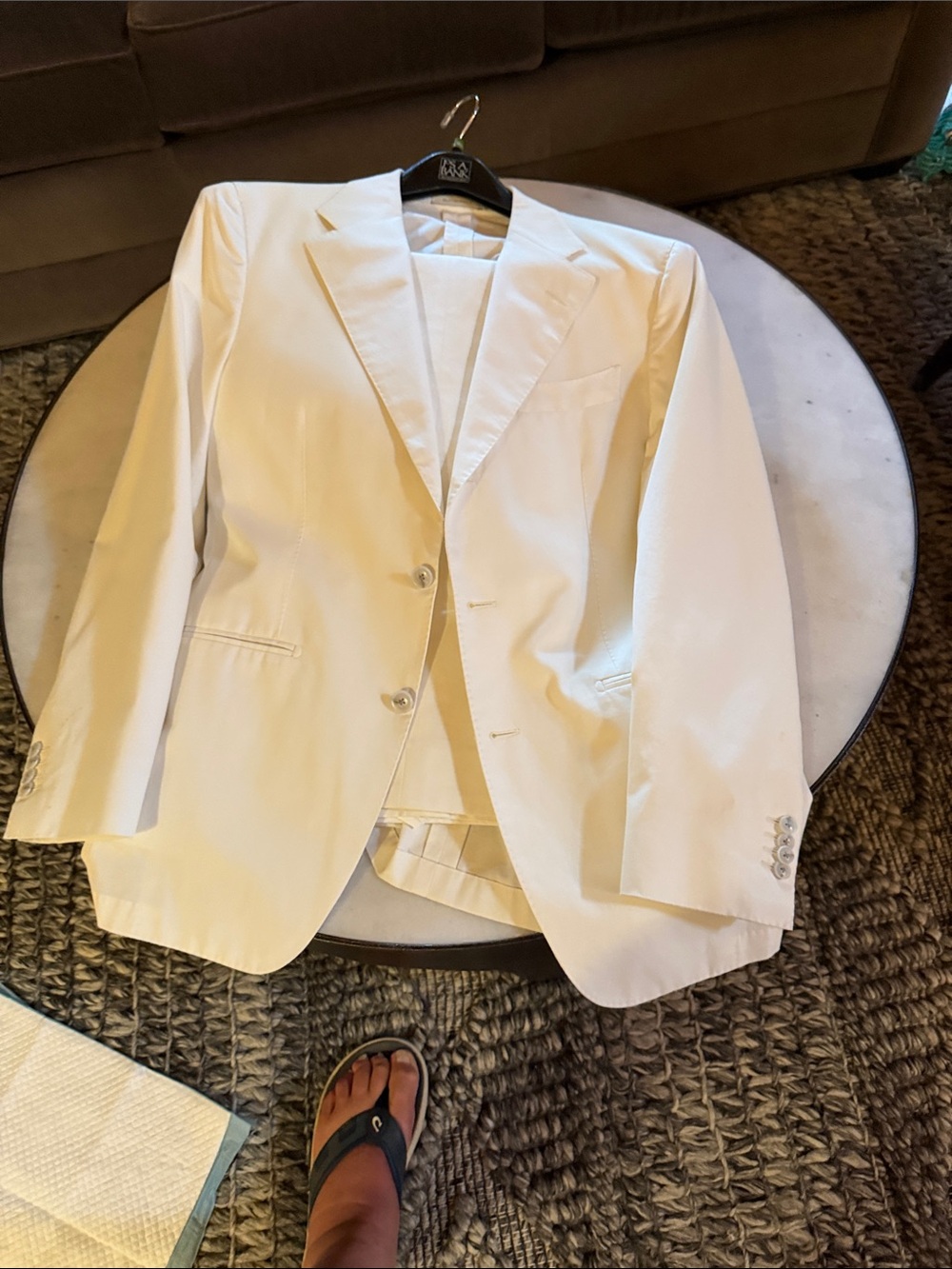Men's White Two-Button Suit. Great for wedding wear or that special occasion.